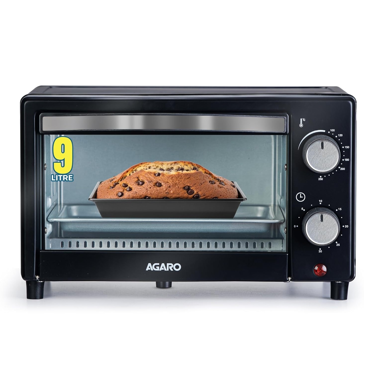 Marvel 9L OTG Oven 800W, Compact Toaster Griller for Baking, Toasting & Grilling - Black