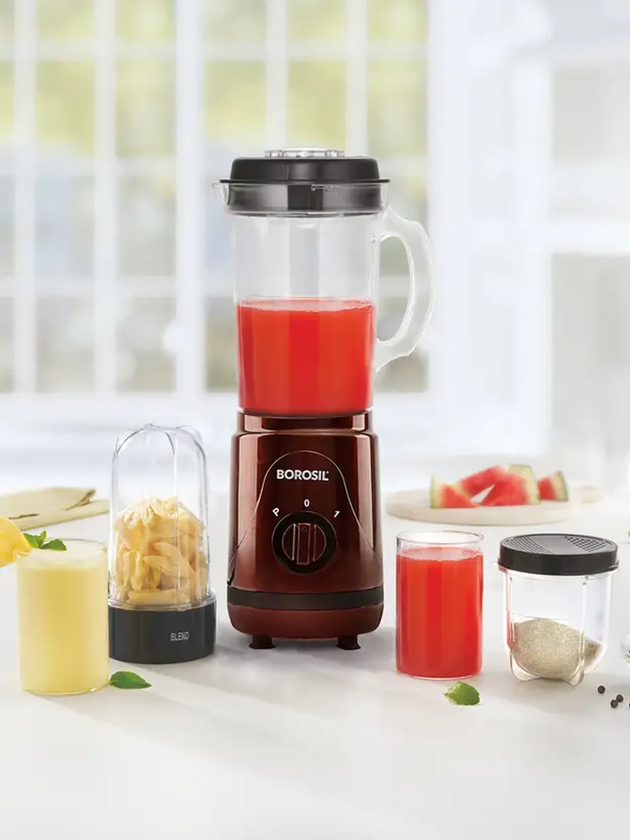 Borosil Nutri Fresh 400 W Mixer Grinder  (BNB05 | 3 Jars | Maroon)