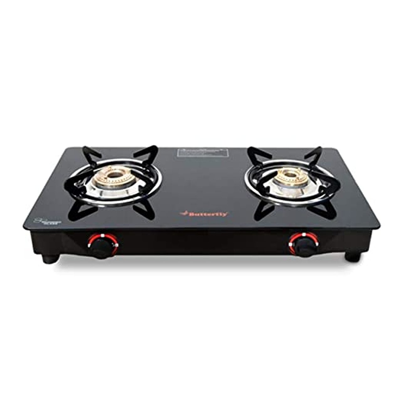Butterfly DUO 2B Auto Ignition Glasstop Gas Stove, Black