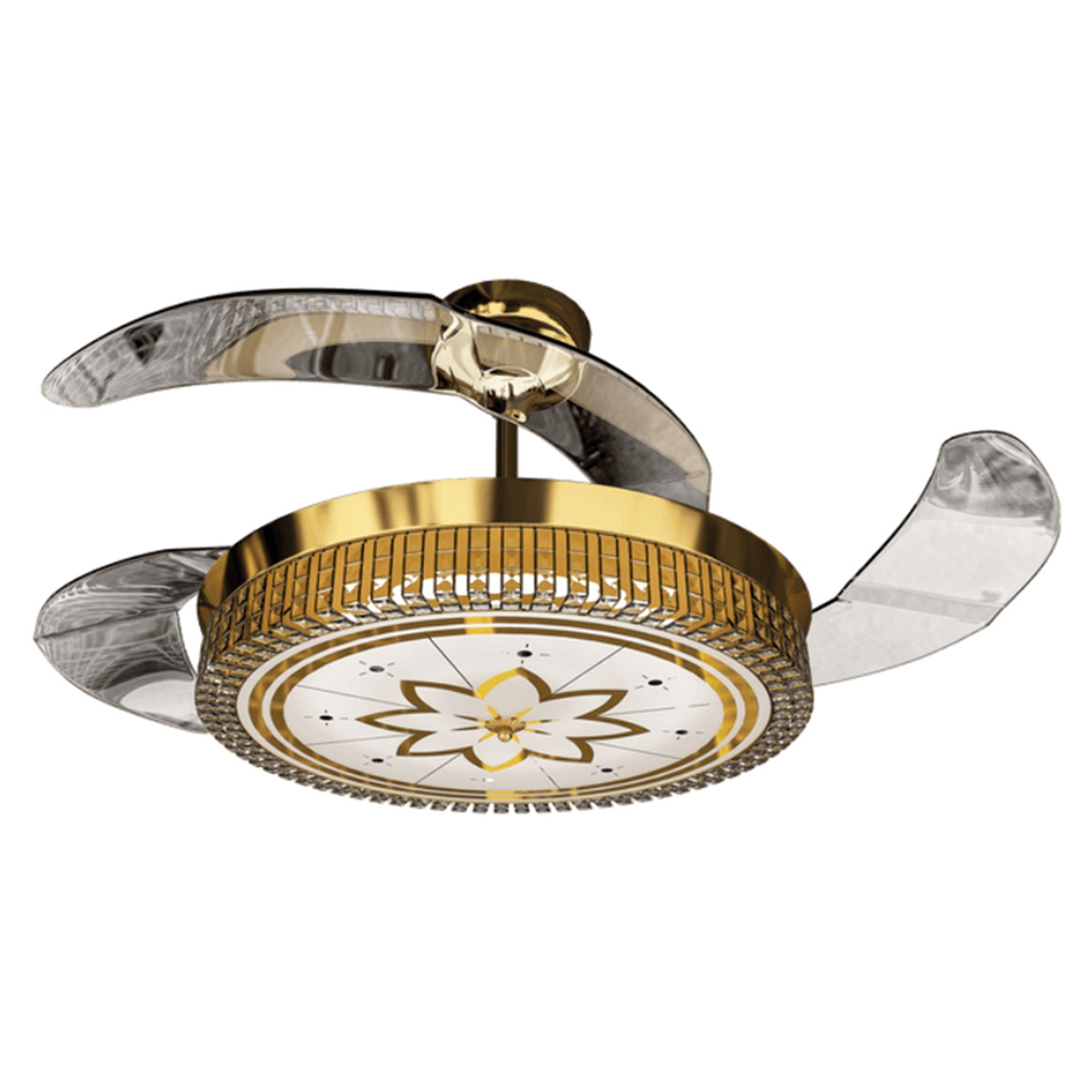 Orient Eleganza Chandelier Ceiling Fan with Retractable Blades, Mood Lighting & Remote Control