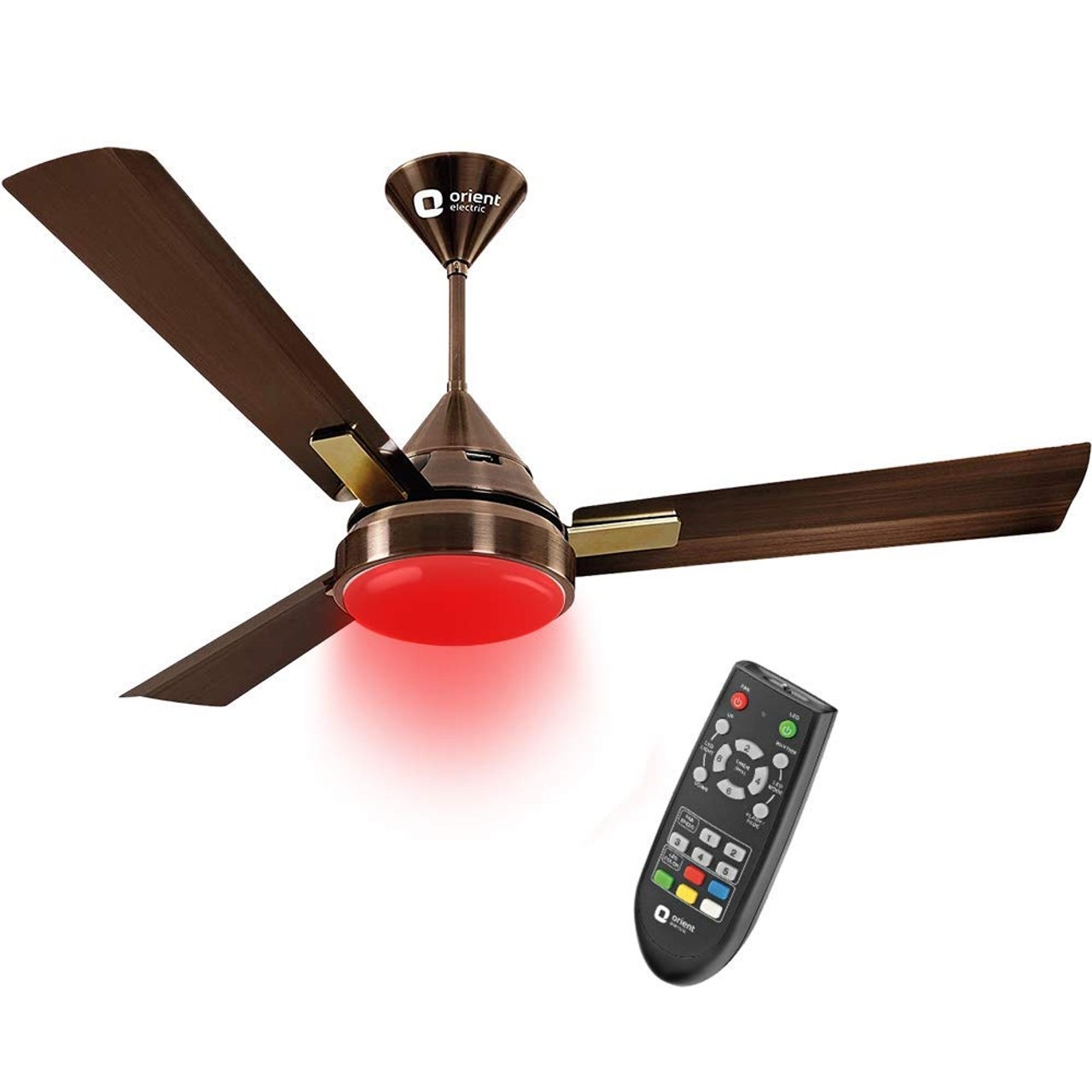 Orient Spectra Ceiling Fan 1200 mm Color-Changing LED Electroplated Finish 100% Copper Motor Antique Copper