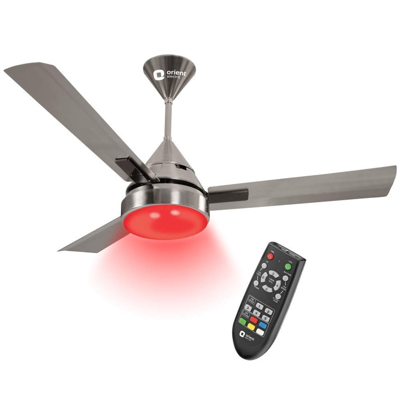 Orient Spectra Ceiling Fan with Color-Changing LED, 1200mm, Electroplated Finish, 100% Copper Motor, Pewter