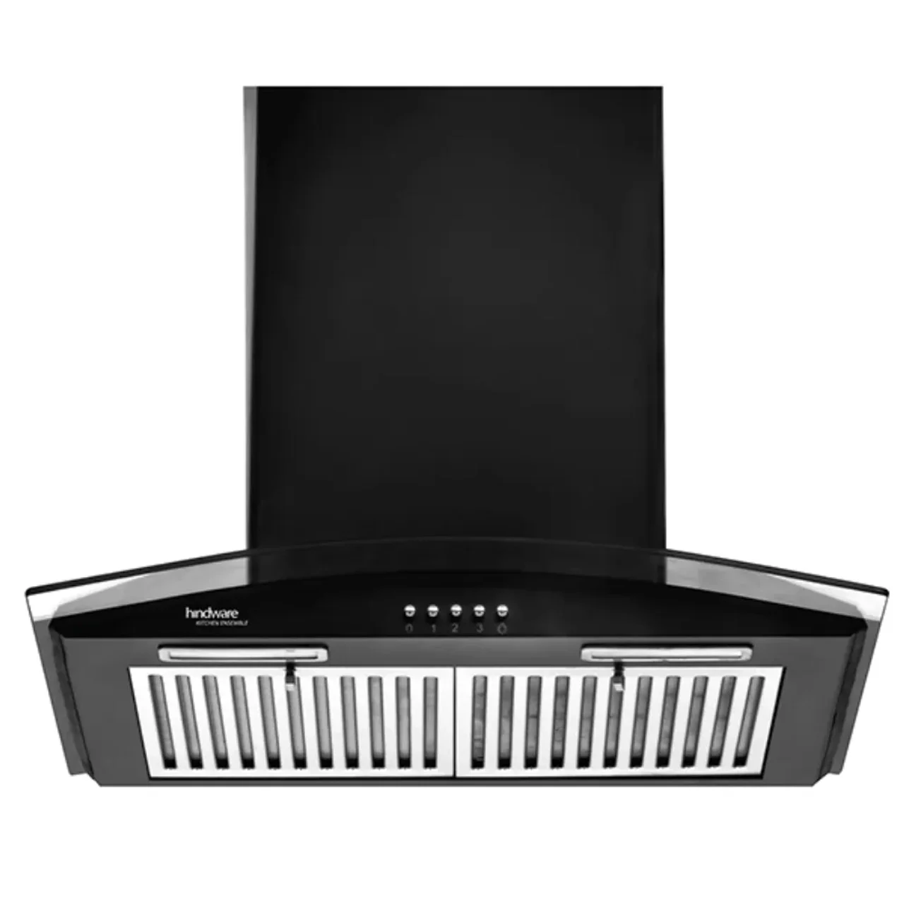 Hindware Fabio Blk 60 Decorative Chimney 1100 m³/hr Suction SS Baffle Filter LED Lamps