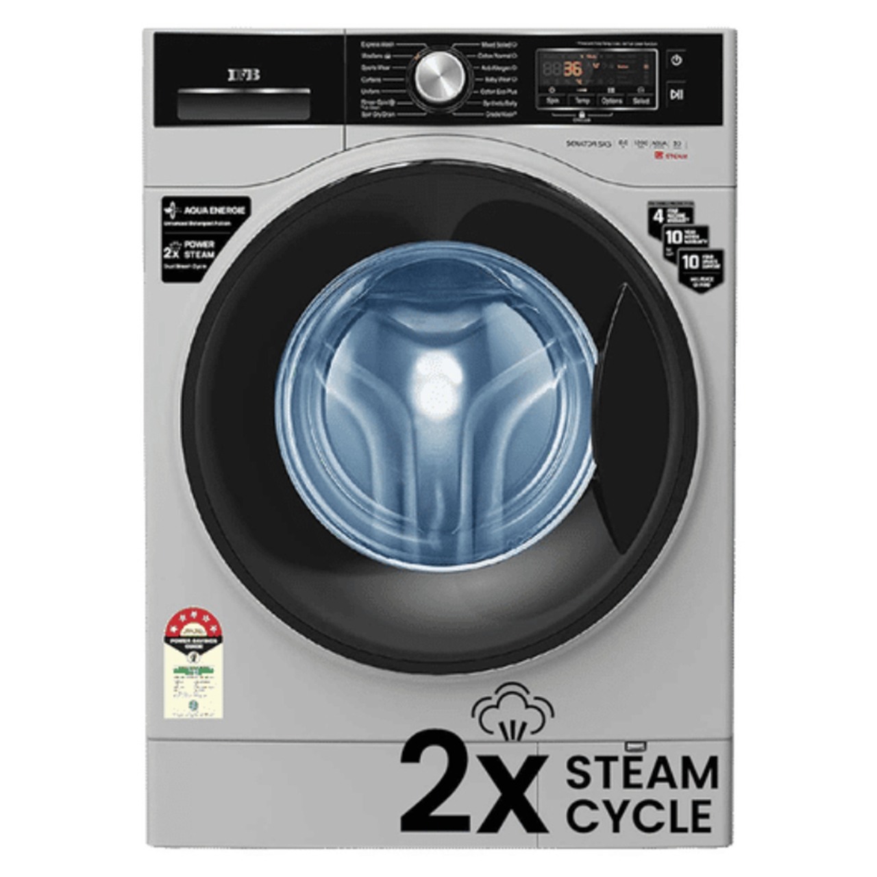 IFB Fully Automatic Front Load Washing Machine 9 KG 5 Star AI-Powered Silver (Executive MSS ID)