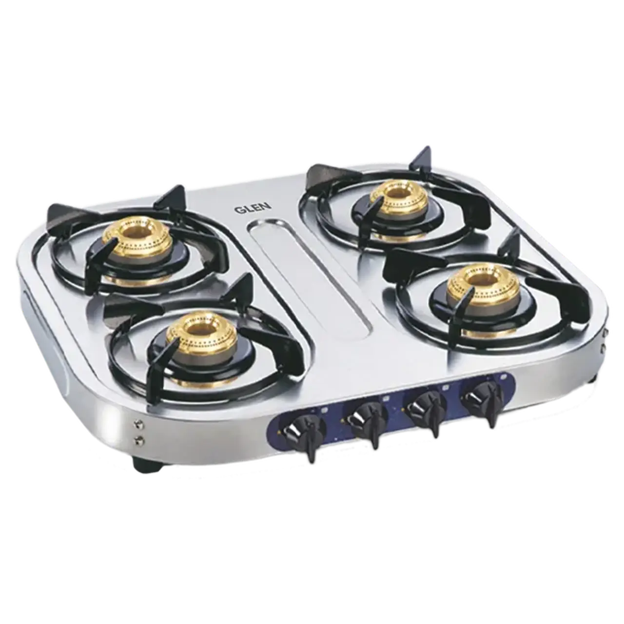 Glen 1044 HF 4 Burner Manual Gas Stove (360 Degree Revolving Nozzle, Silver)