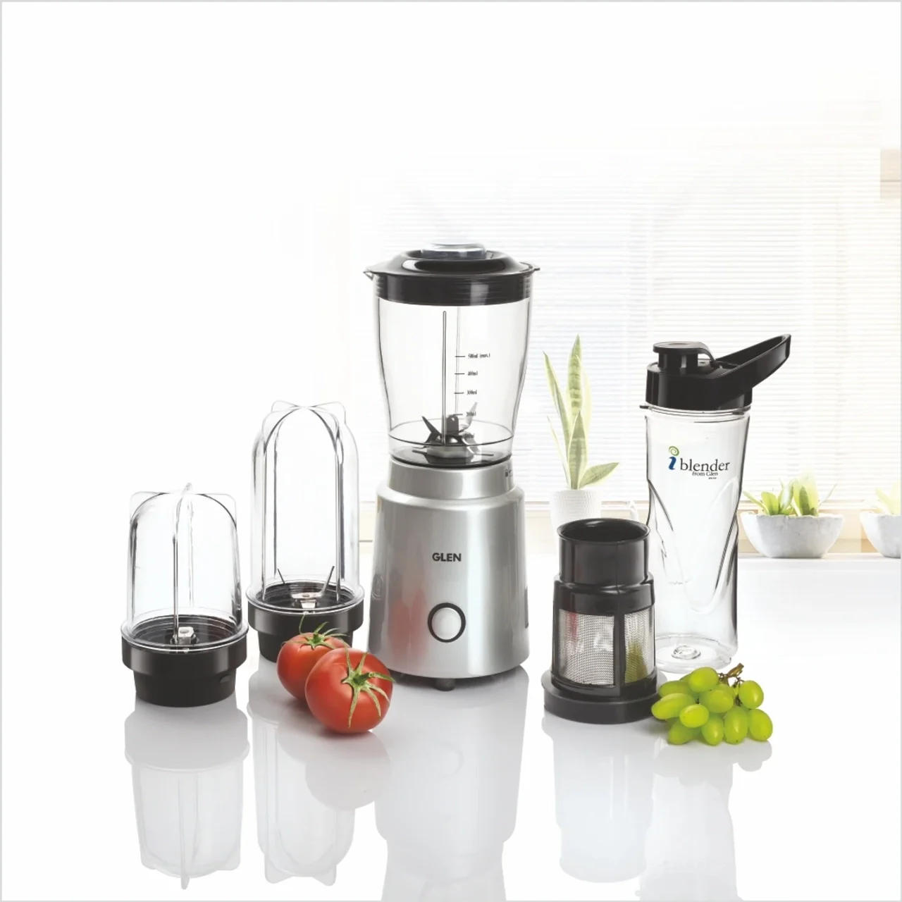 Glen SA4048MF 350 W Juicer Mixer Grinder (Active Blender, 4 Jars, Silver & Black)
