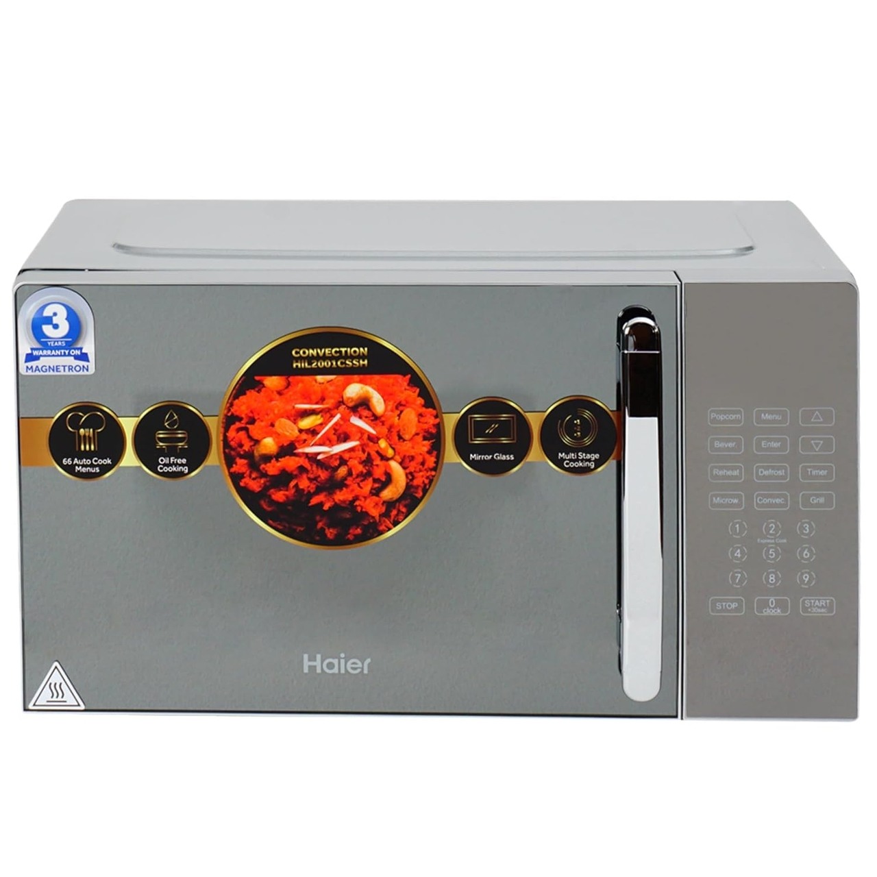 Haier 20L Convection Microwave Oven with Mirror Glass design (HIL2001CSSH,Silver)