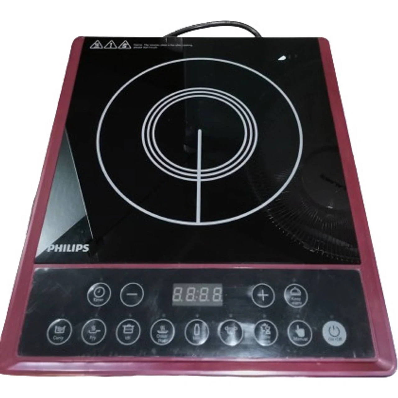 Philips Induction Cooktop 2000 W Push Button 4kV Surge Protection Maroon (HD4994)