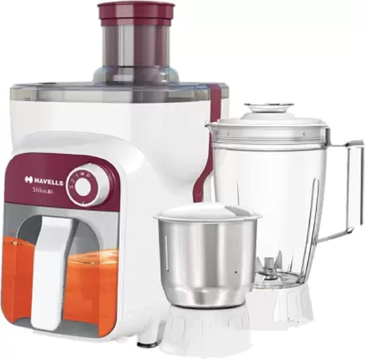 Havells Juicer Mixer Grinder 500W 3 Jars Burgundy (Stilus XL)