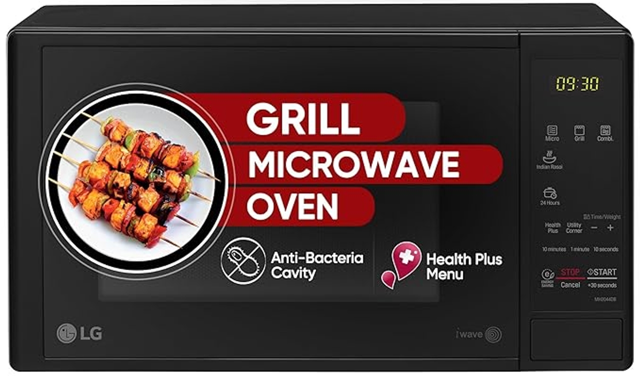 LG 20 L Grill Microwave Oven (MH2044DB, Black, Quartz Heater, I-Wave Technology)