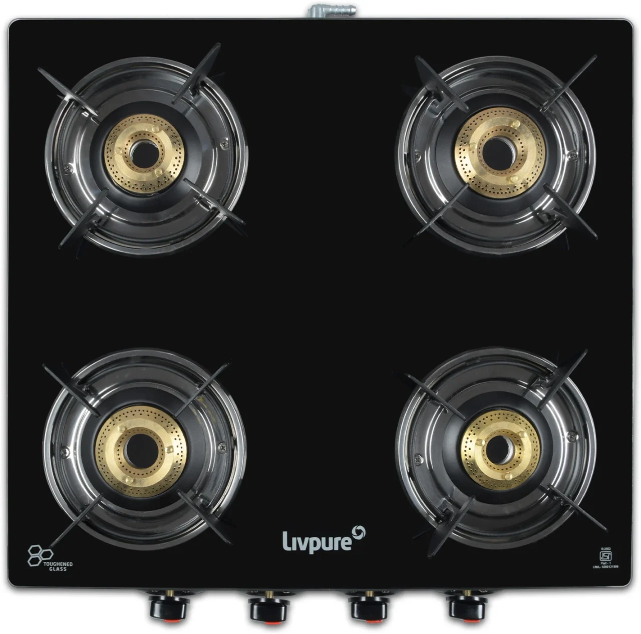 LIVPURE LIV-LUNA-4B Glass Manual Gas Stove (4 Burners)