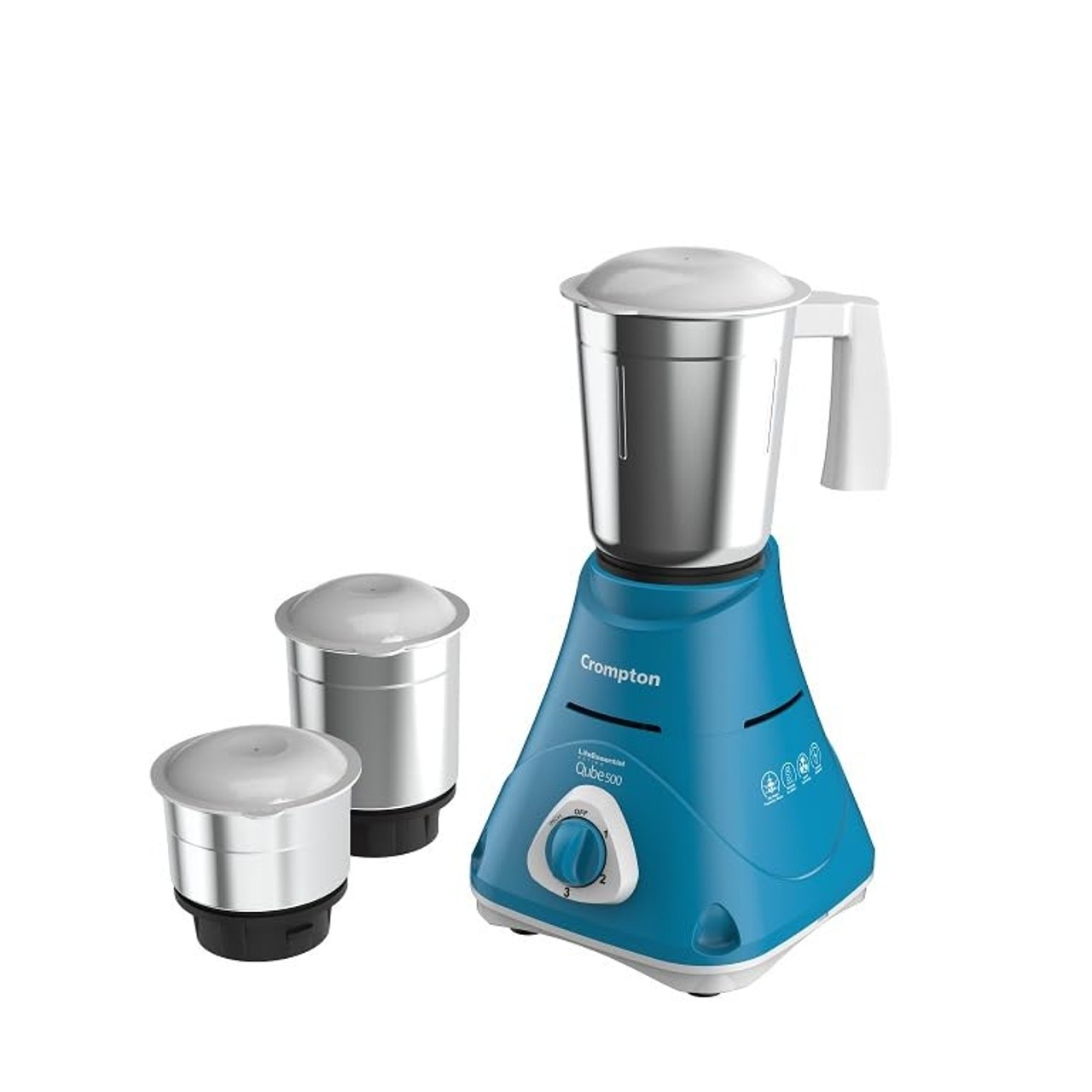 Crompton Qube 500W 3 Jar Mixer Grinder - Blue