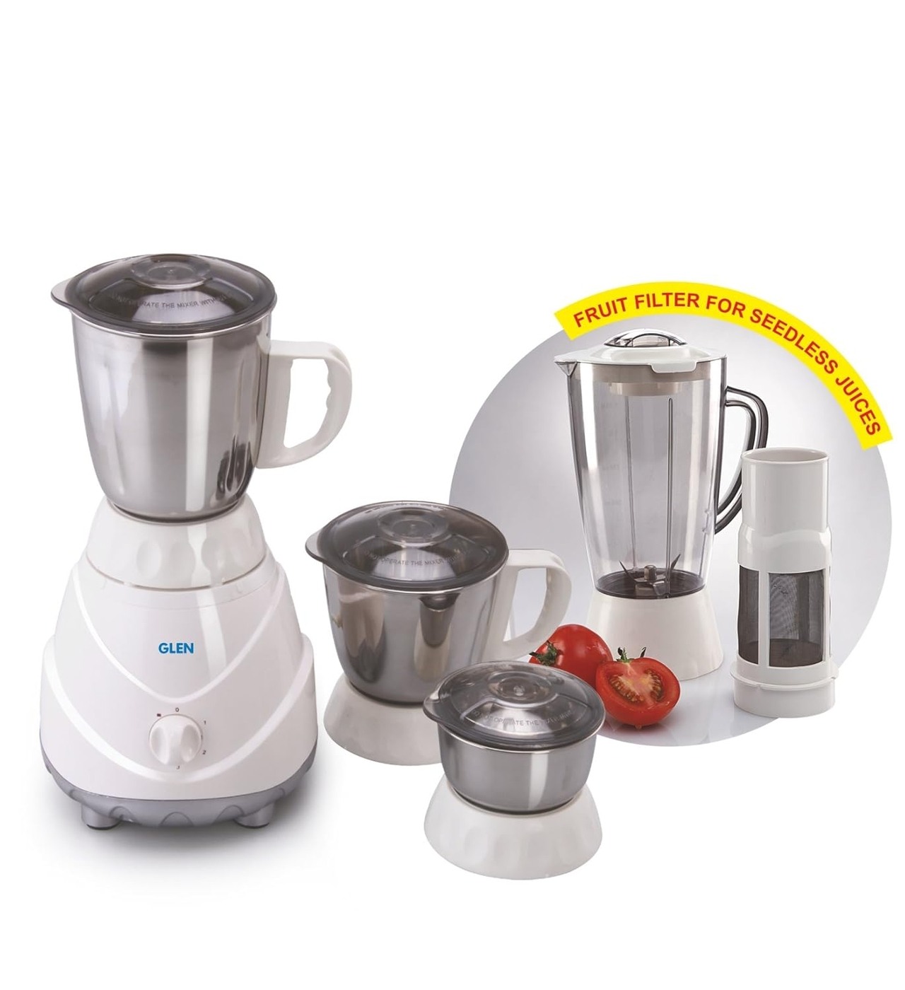 Glen Mixer Grinder 750 W Four Jar Stainless Steel Blades (4022 Plus)