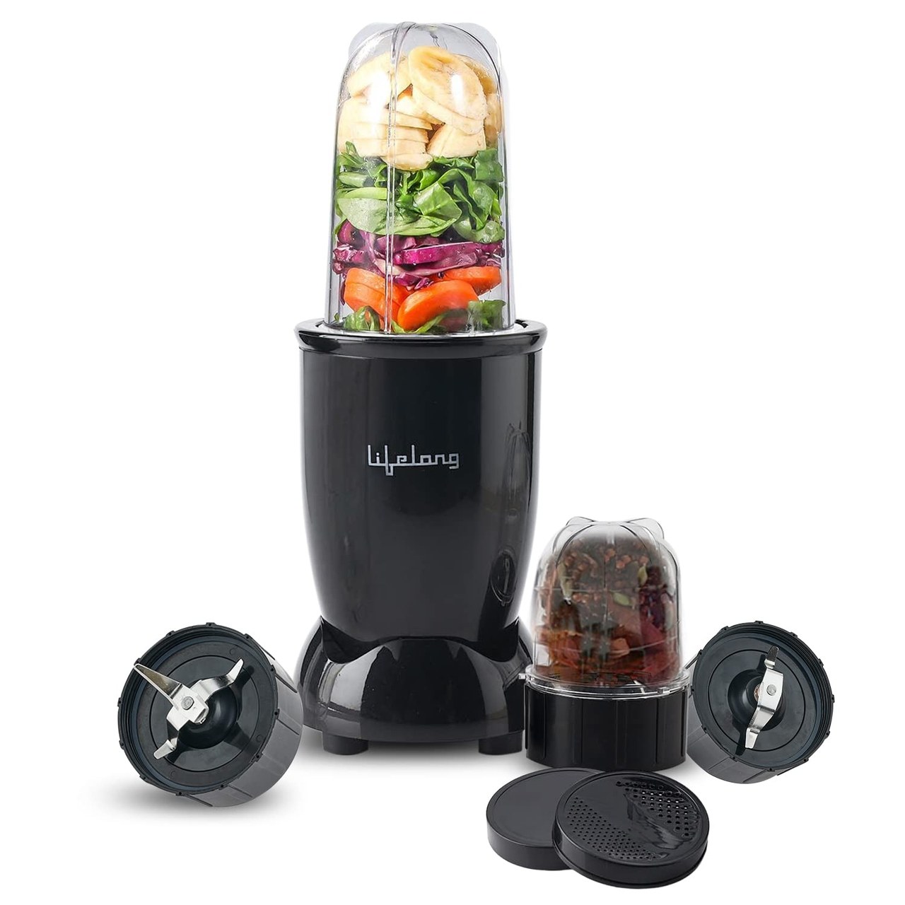 Lifelong Regalia Nutri Mixer with 2 Jars 450W - LLNBB001, Black