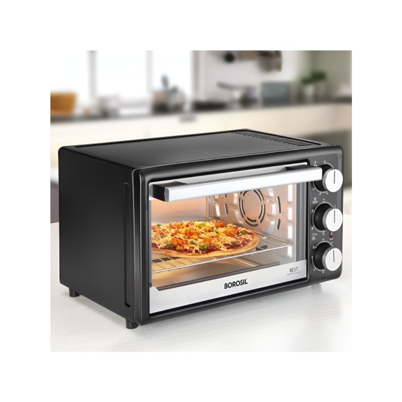 Borosil Oven Toaster Grill 25L Convection Air Fryer Black