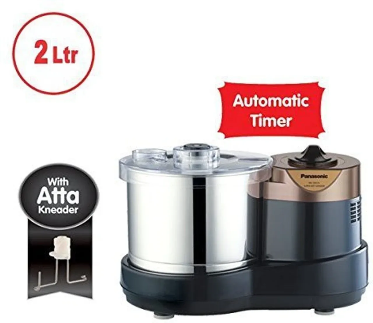 Wet Grinder with Atta Kneader (MK-SW210, Black)
