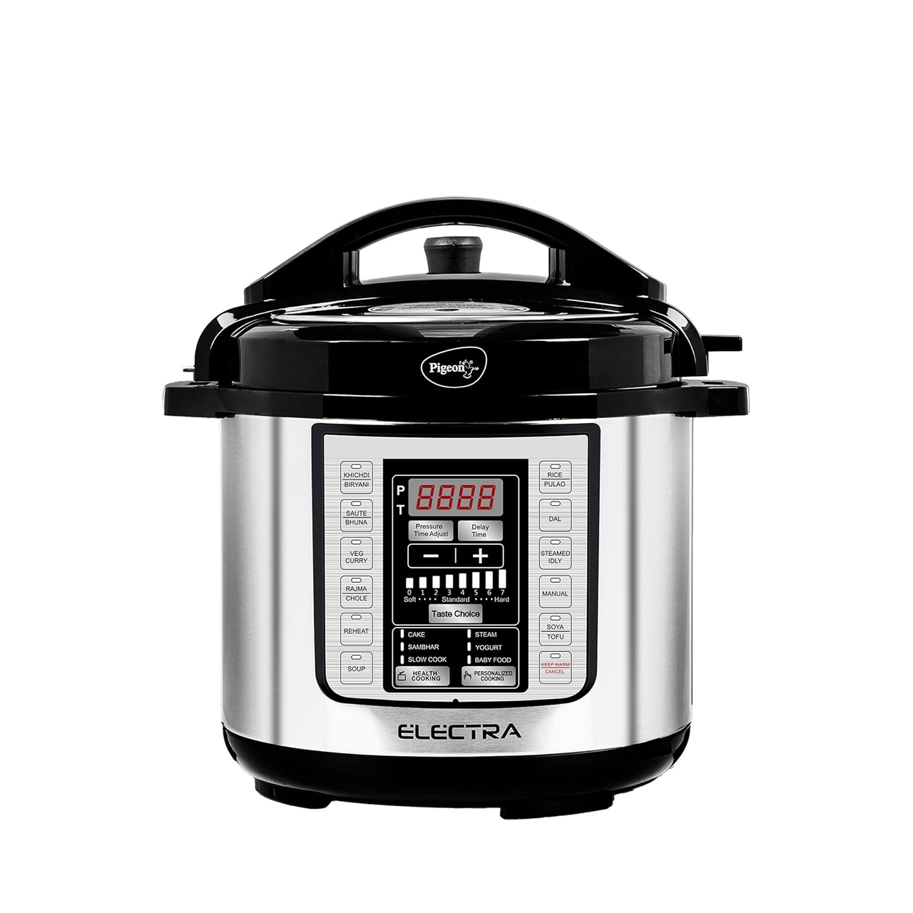 Pigeon Electra Smart 6L Electric Pressure Cooker with Digital Display, 18 Preset Menus, Stainless Steel