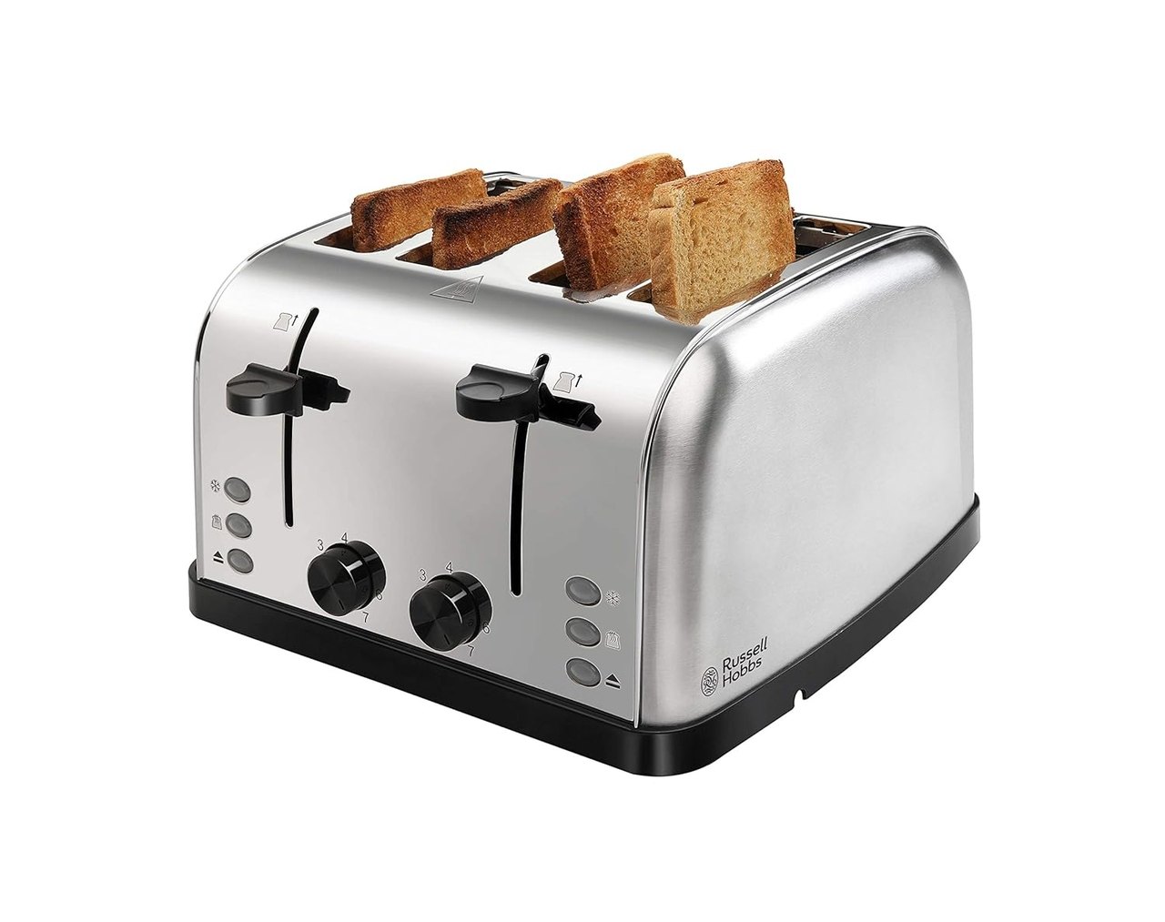 Russell Hobbs 18790 1250/1500 Watt Premium Stainless Steel 4 Slice Automatic Pop-Up Toaster - 1500 Watts