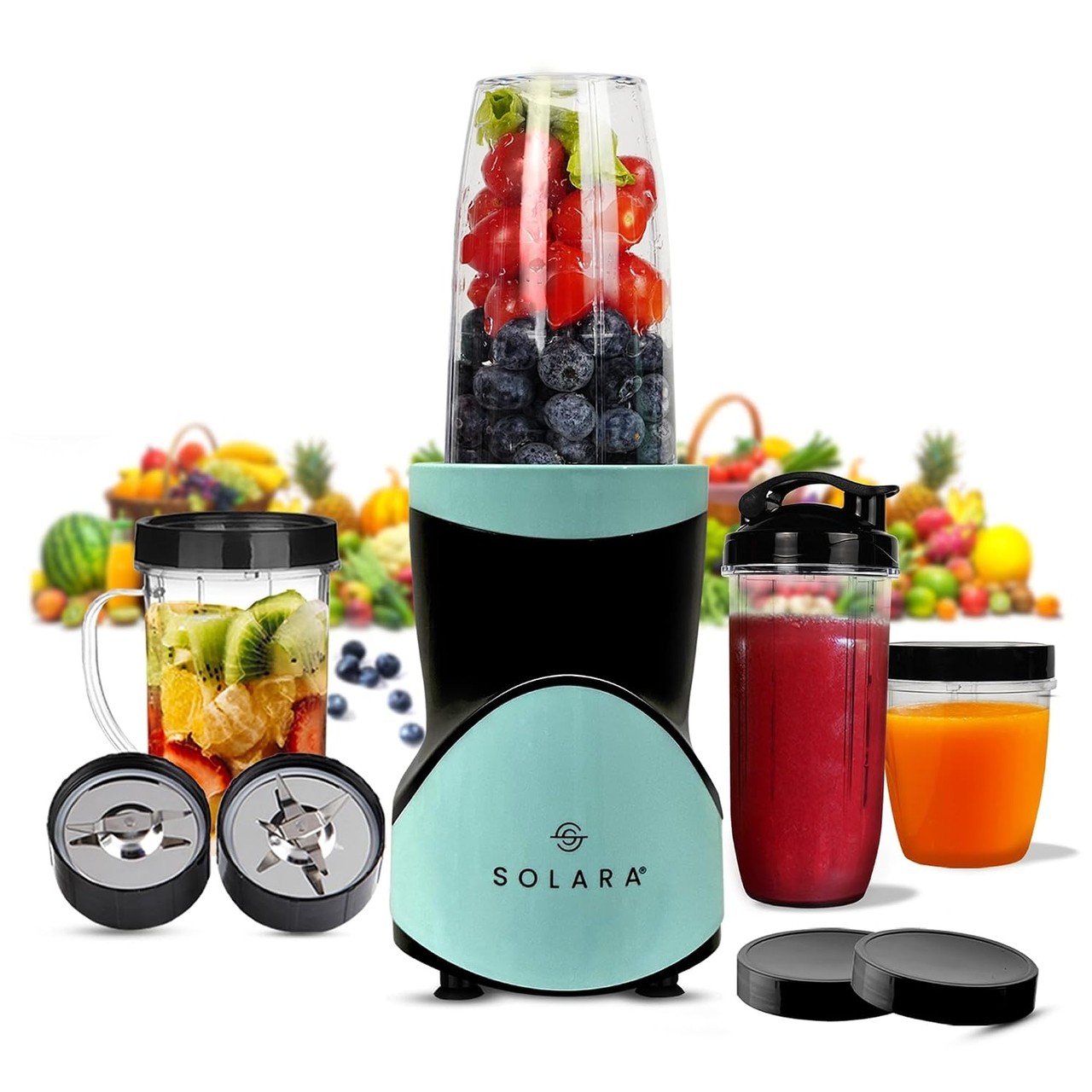 BlendEasy Blender, 400 W Mixer/Grinder/Smoothie Maker, Wet & Dry Blades, 4 Jars - Aqua