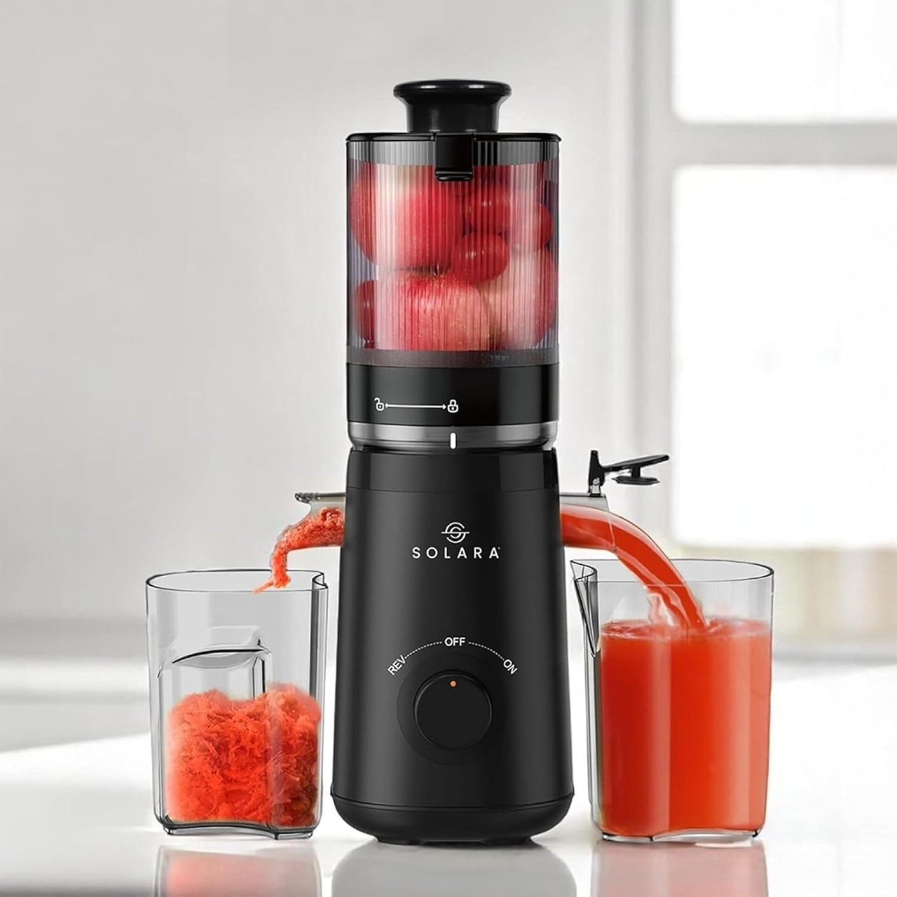 Cold Press Juicer With Automatic Fruit Cutting, Masticating Juicer Machine - Black
