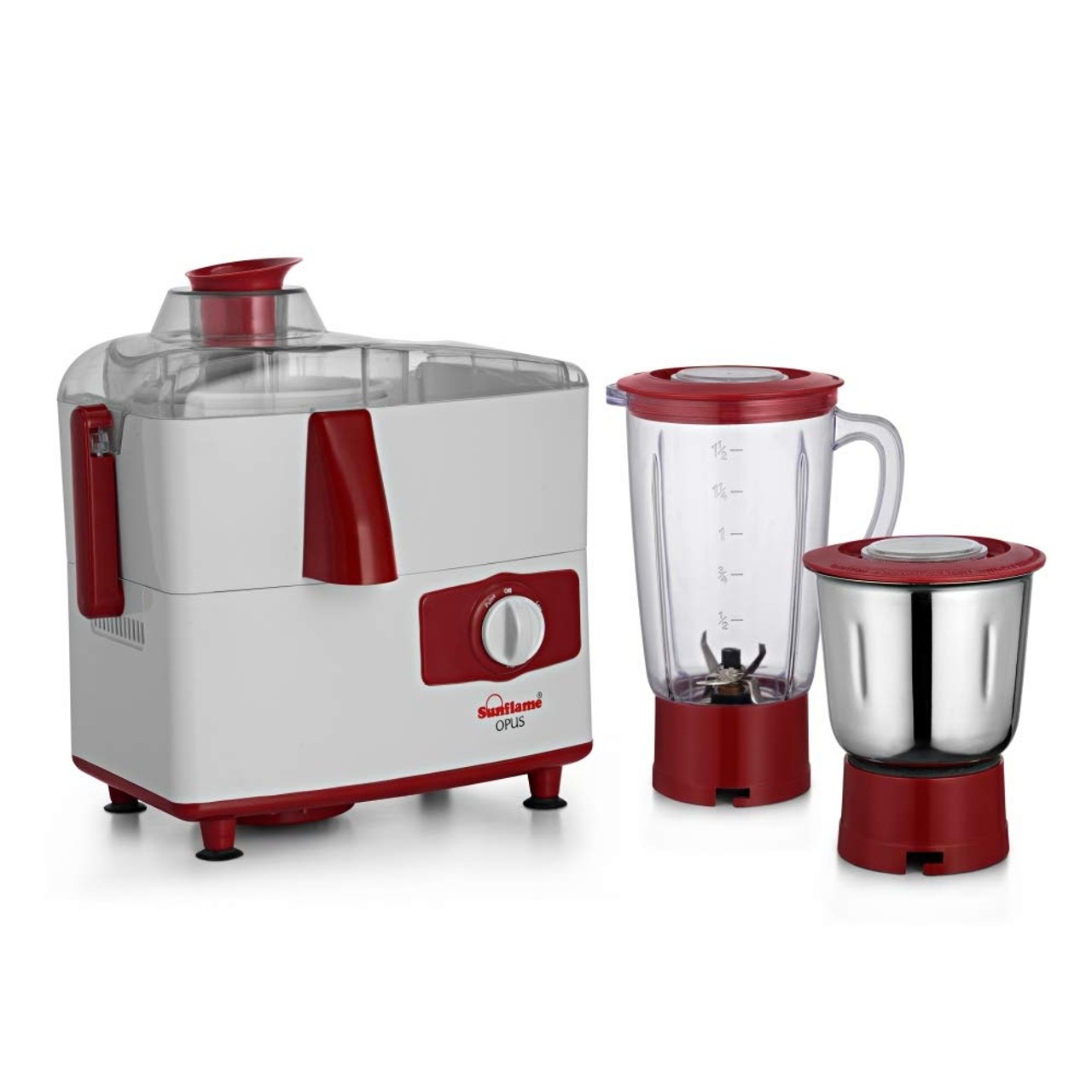 SUNFLAME Opus 2 Jar Juicer Mixer Grinder, 450W, 2 Jars (White)
