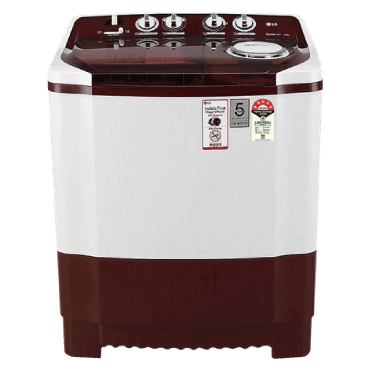 LG Semi-Automatic Top Load Washing Machine 8 KG 5-Star Burgundy (P8035SRAZ)