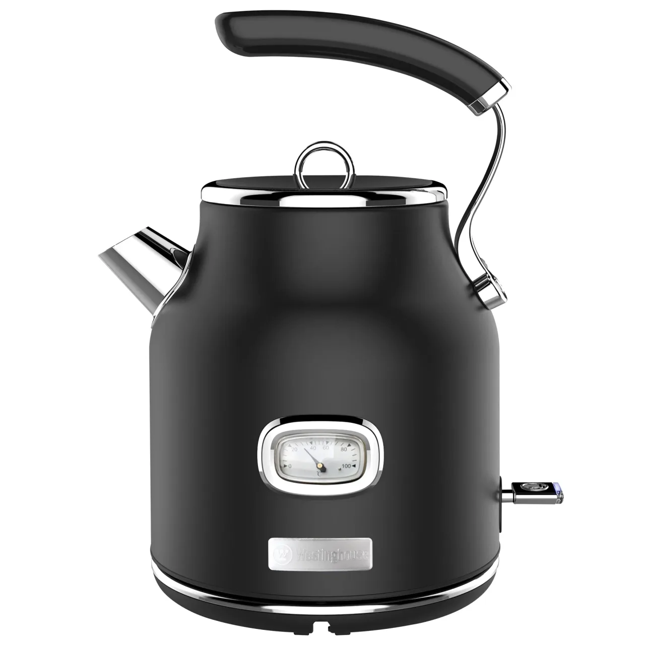 Westinghouse 1.7L 2200W Retro Series Electric Kettle | Fast Boil, Water Boiler For Hot Drinks, Quiet Boil & Detachable Filter | Temperature & Water Level Indicator | 2 Years Warranty (Black)