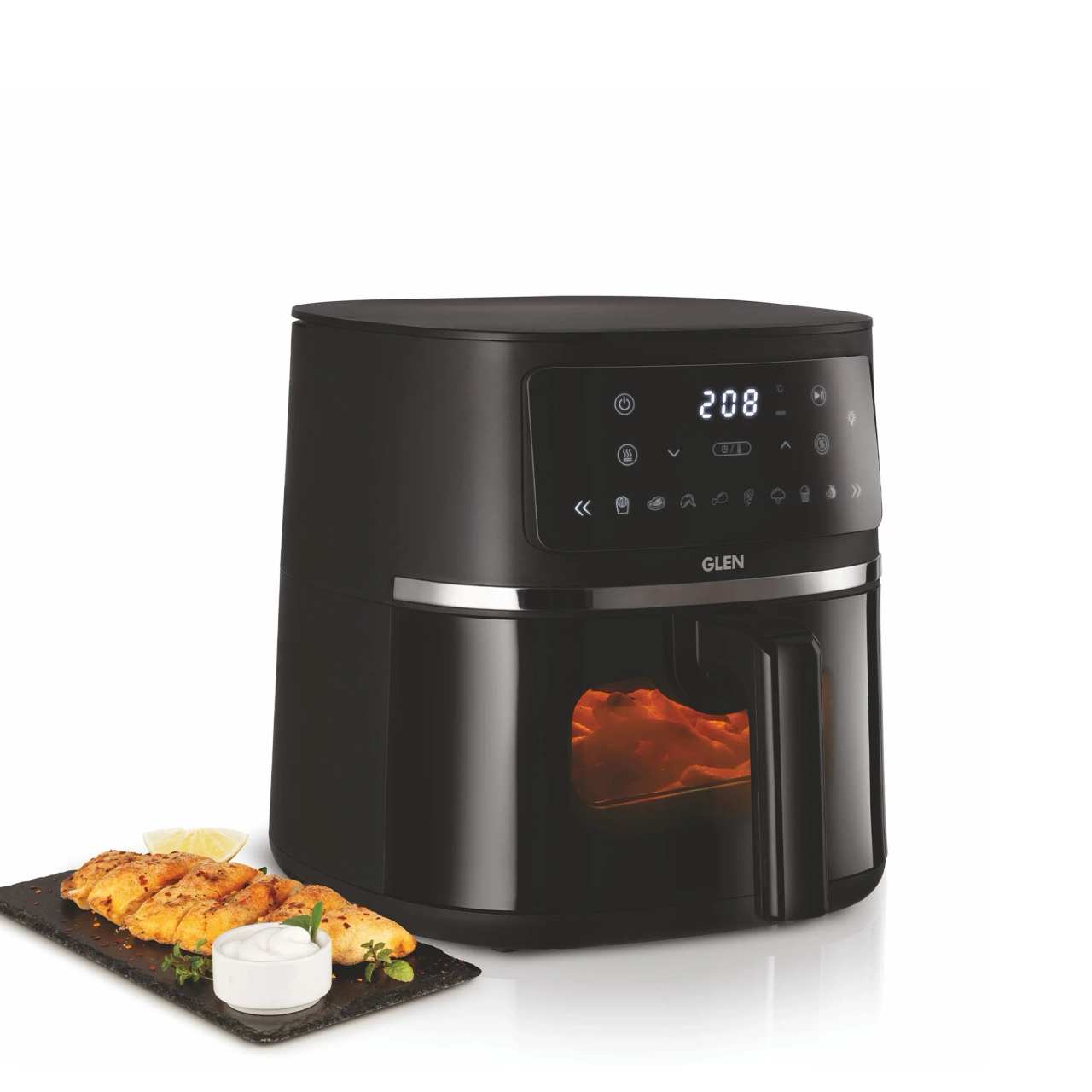 Glen Digital Air Fryer 4.2 Ltr with 8 Pre Set Menu Timer, 1350W - Black (SA3061DIGI)