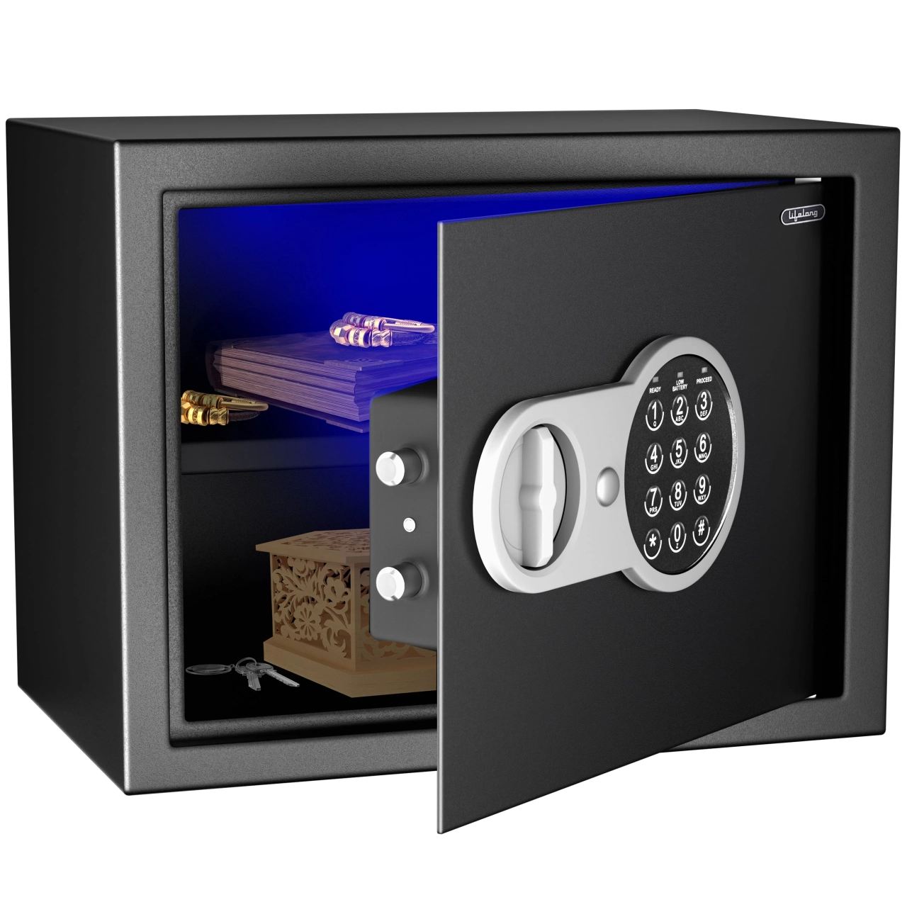 Lifelong 22L Home Safe Electronic Locker With LED Light, LLHSL08 - Black