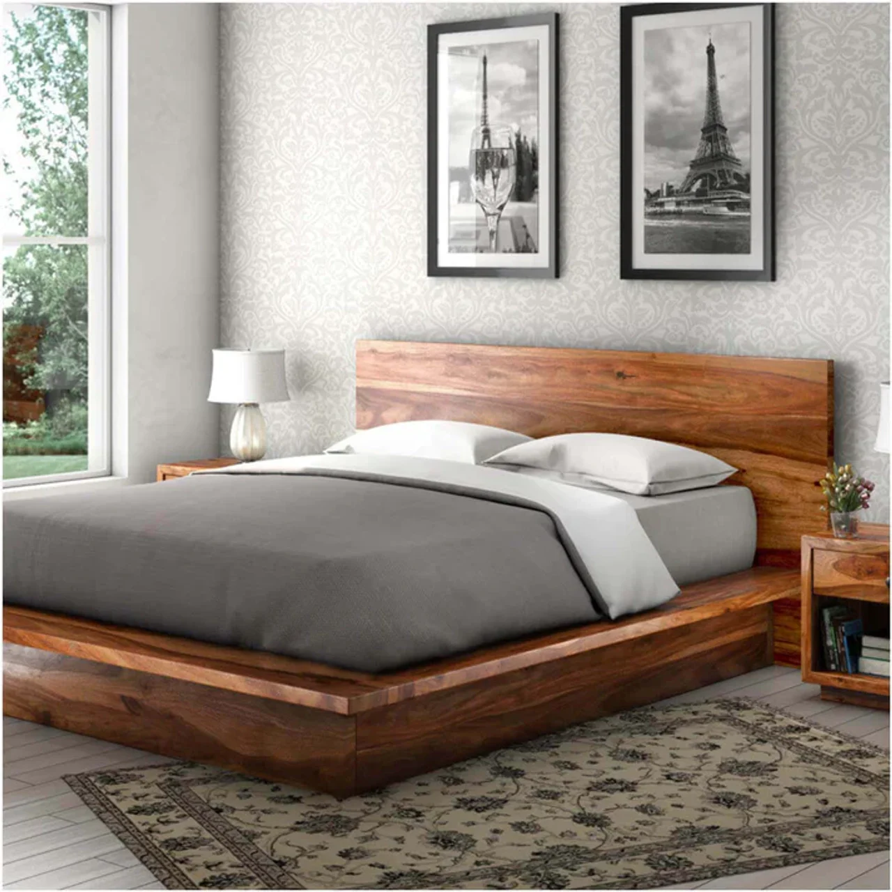 Hidenchic Solid Wood King Bed In Natural Finish