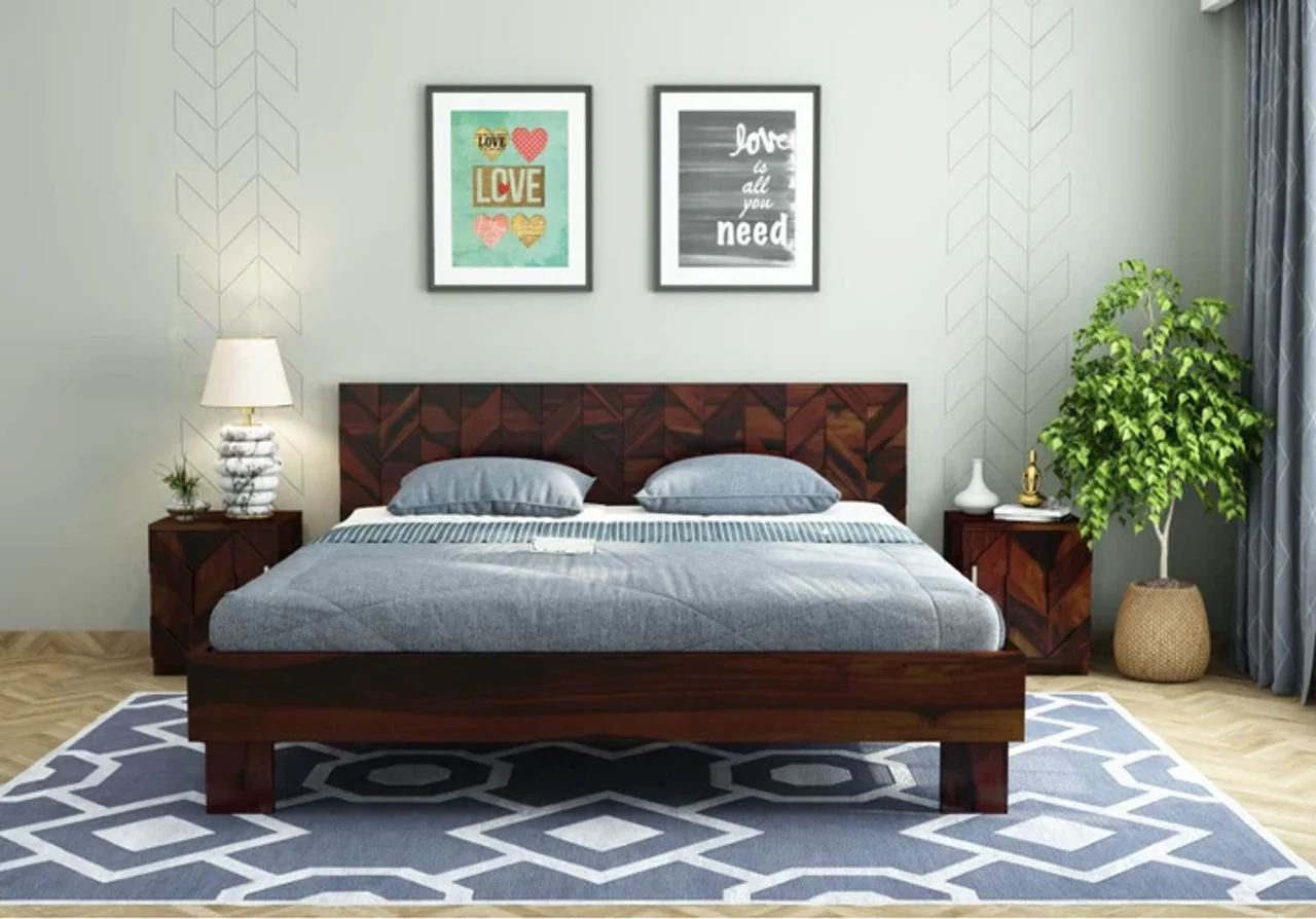 Hidenchic Solid Wood King Bed In Honey Finish - HNCF423
