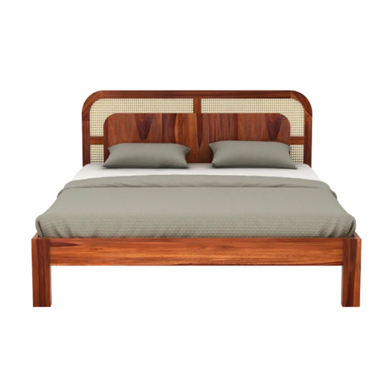 Hidenchic Solid Wood King Bed In Honey Finish - HNCF409
