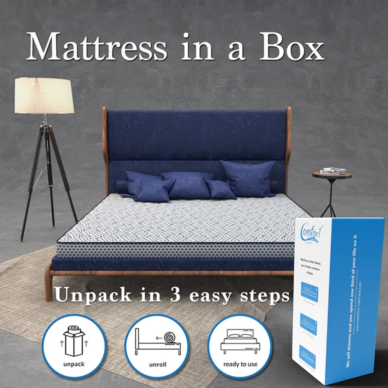 Comfort Super Deluxe Dual Side Usable HR Foam Mattress - Single - 72 X 30 X 4 Inches