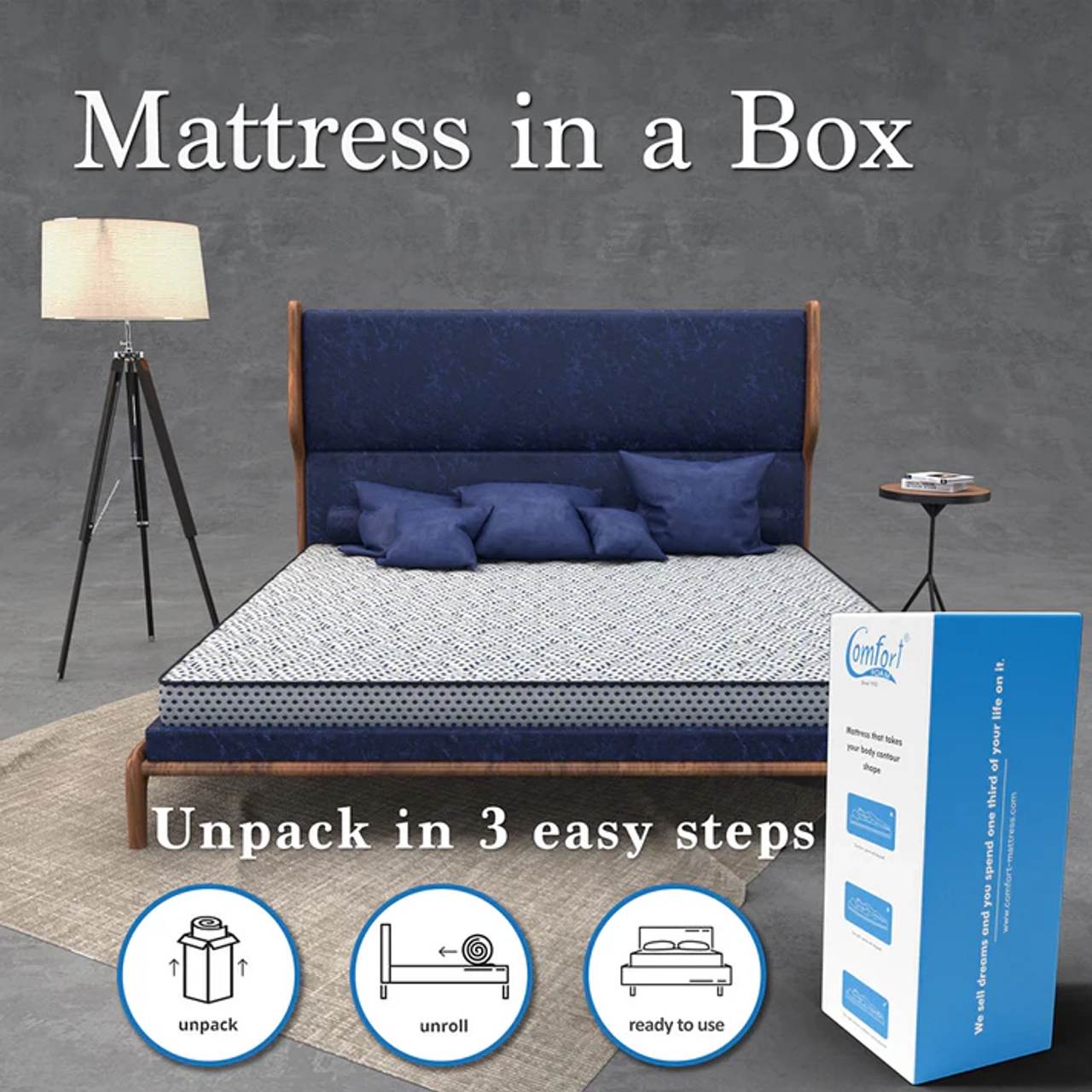 Comfort Super Deluxe Dual Side Usable HR Foam Mattress - Single - 75 X 36 X 6 Inches
