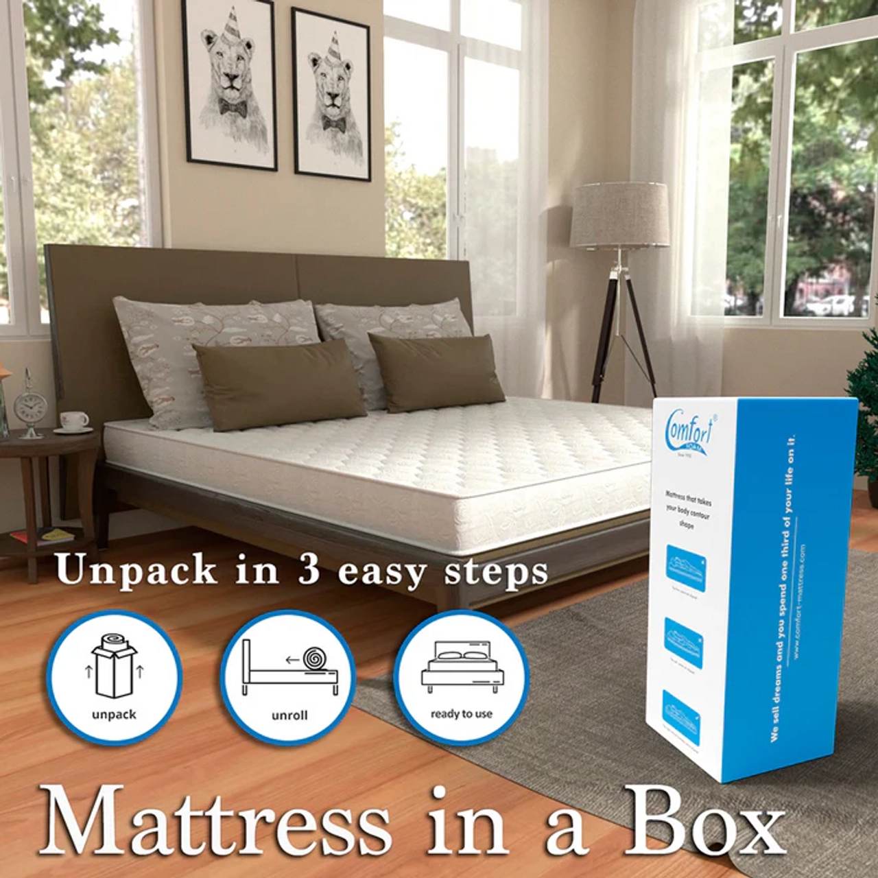 Comfort Cool Premium HR & Gel Memory Foam Mattress - Single - 72 X 30 X 6 Inches