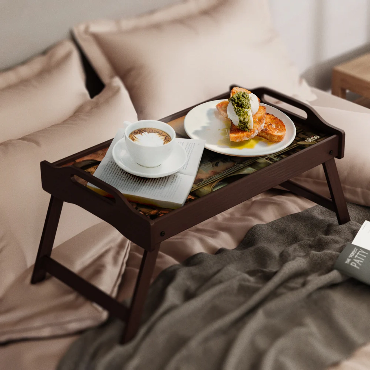 Stoa Paris - Paris In Cherry Blossom Breakfast Tray Table Colour- Wenge