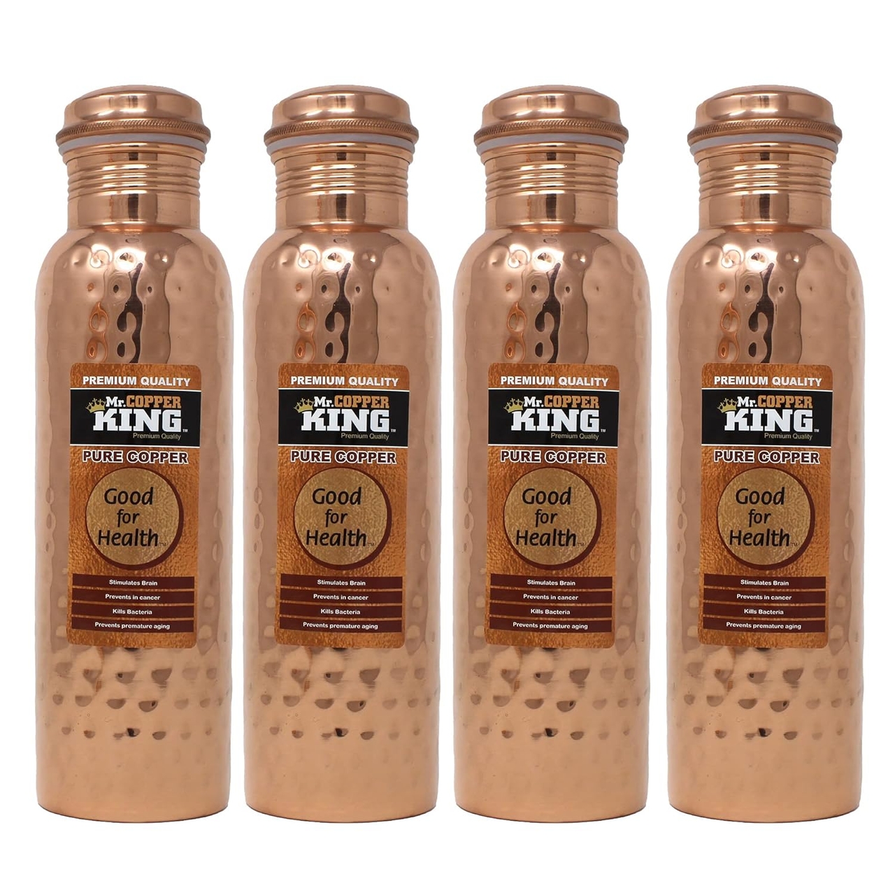 Mr. Copper King CU Aqua Water Bottle Hammered (950 ML) - 4 Pcs