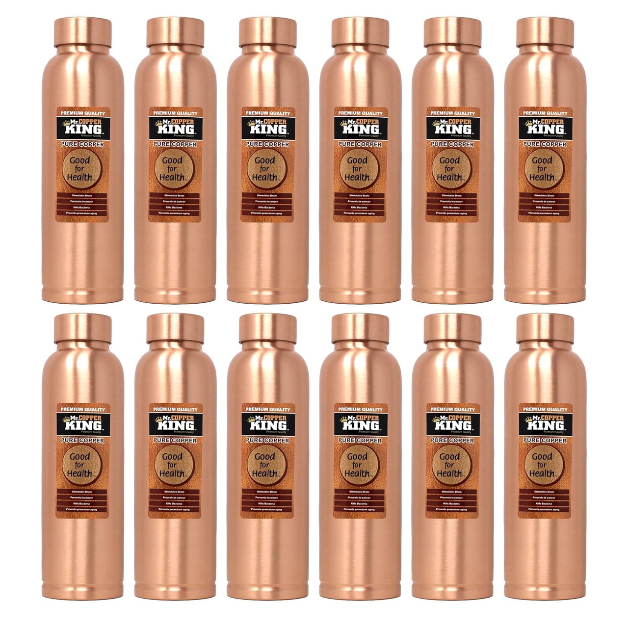 Mr. Copper King CU Aqua Copper Water Bottle (900 ML) - 12 Pcs