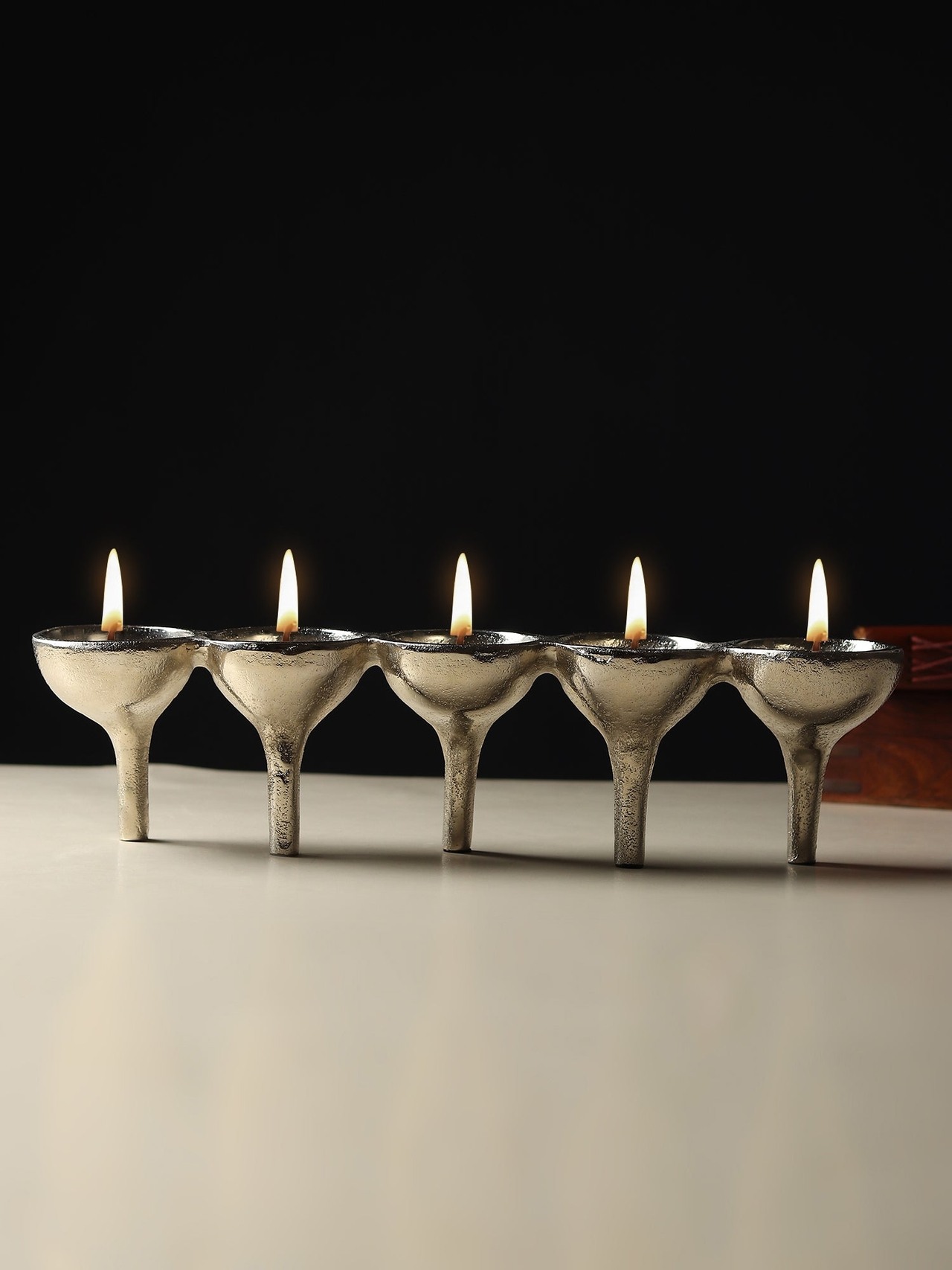Rivera Candle & T-Light Holder In Silver Medium Size
