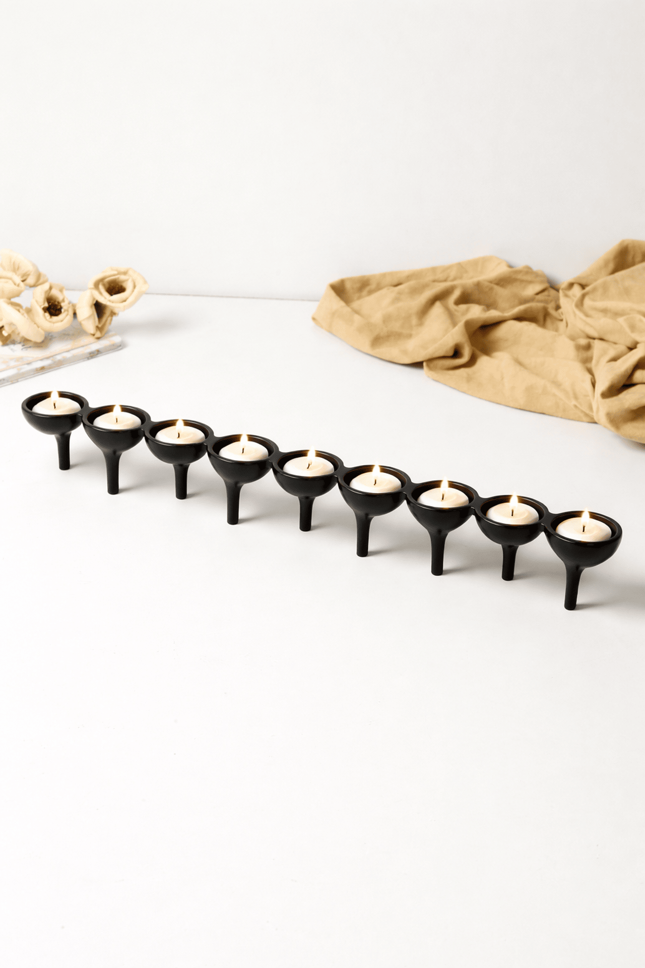 Rivera Candle & T-Light Holder In Black Large Size