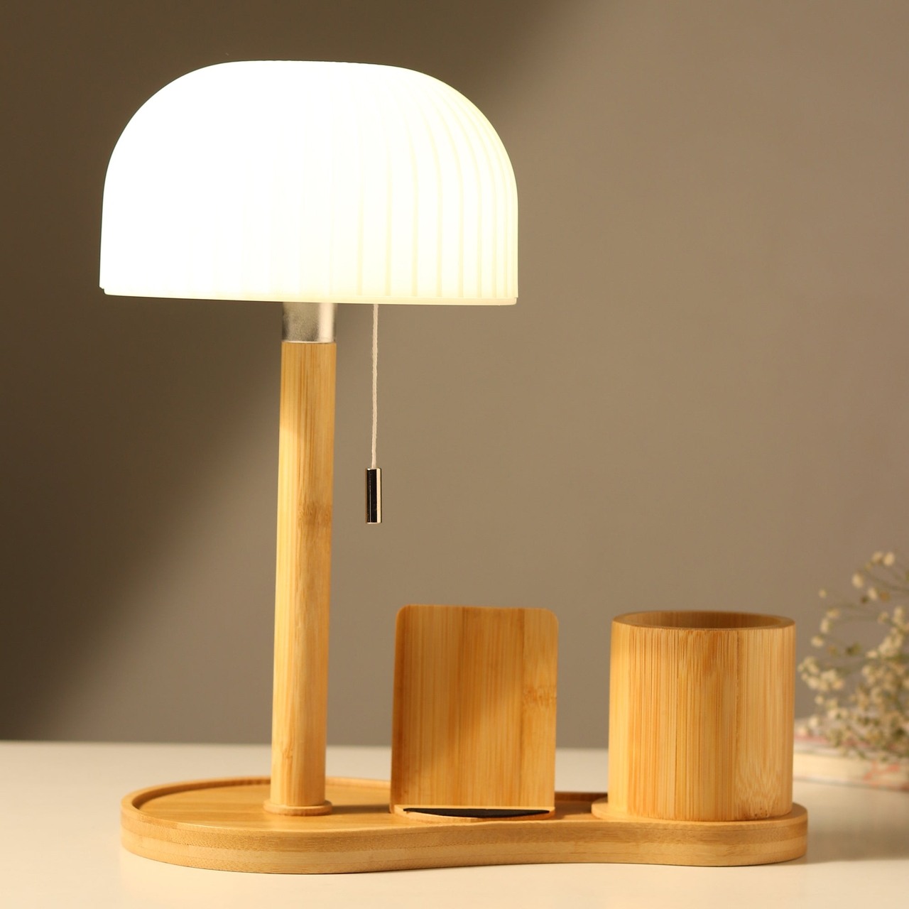 Mush Wood Study Touch Lamp - Natural Wood