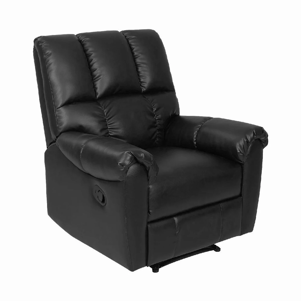 Hidenchic Canvas Manual Push Back Leatherette Recliner - Black