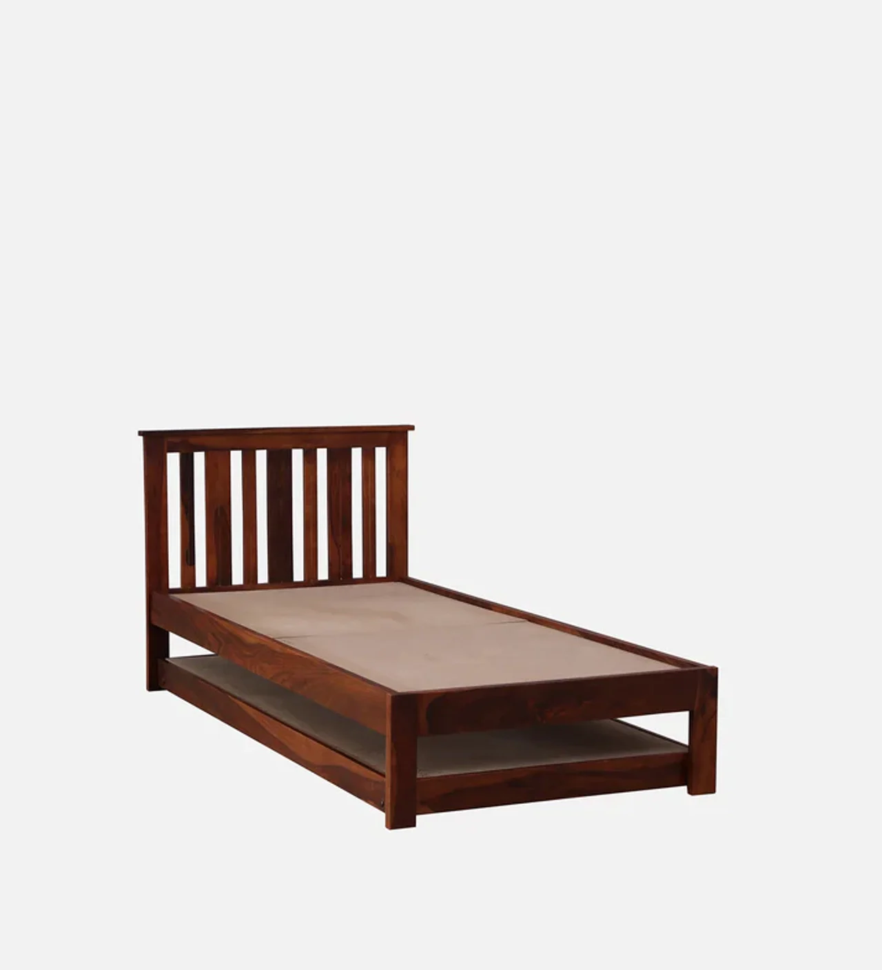 Hidenchic Sheesham Wood Single Bed In Honey Oak Finish With Trundle