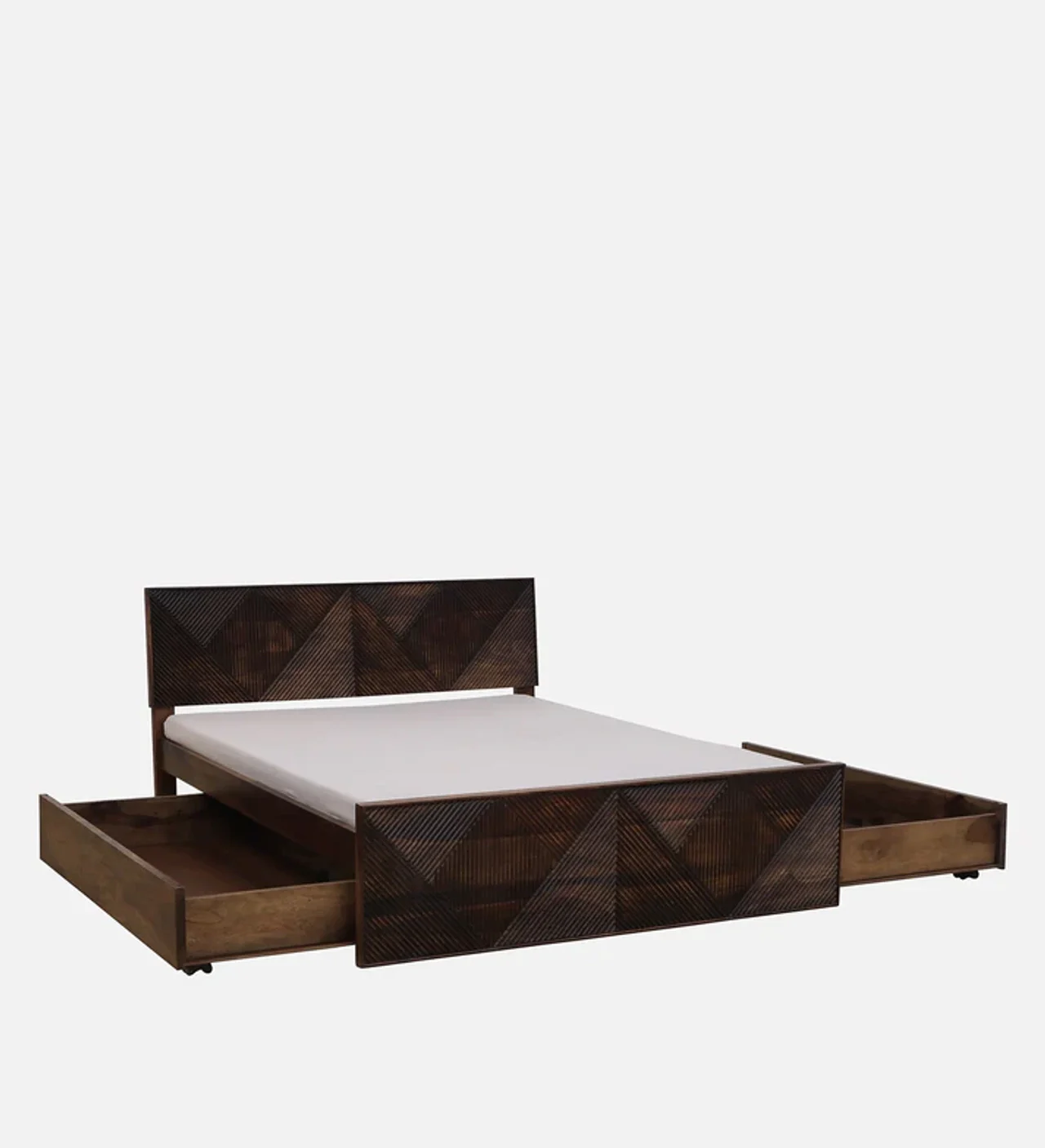 Hidenchic Sheesham Wood Queen Size Bed In Provincial Teak Finish