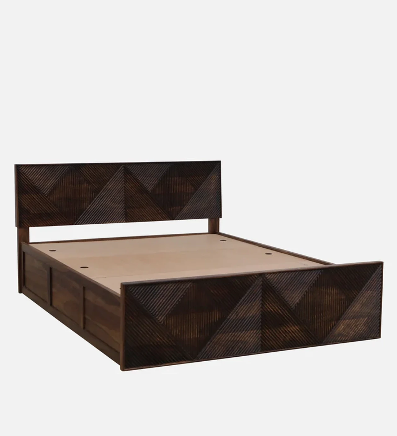 Hidenchic Sheesham Wood Queen Size Bed In Provincial Teak Finish With Box Storage