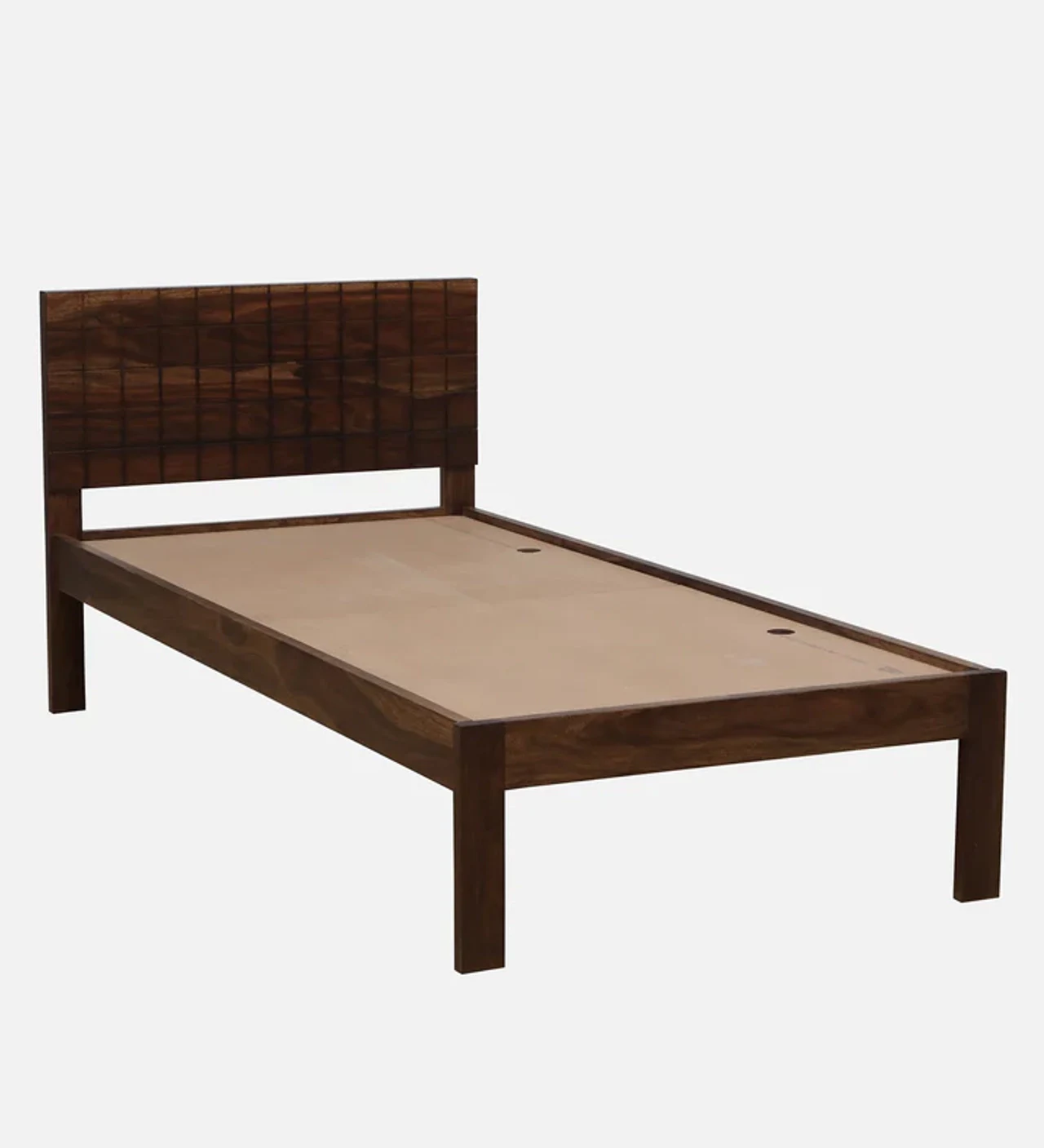 Hidenchic Sheesham Wood Non Storage Single Bed In Dark Teak Finish