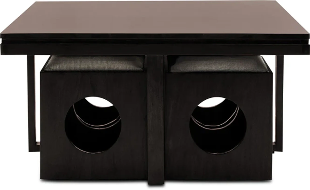 Hidenchic Cart - Walnut Coffee Table with Side Table