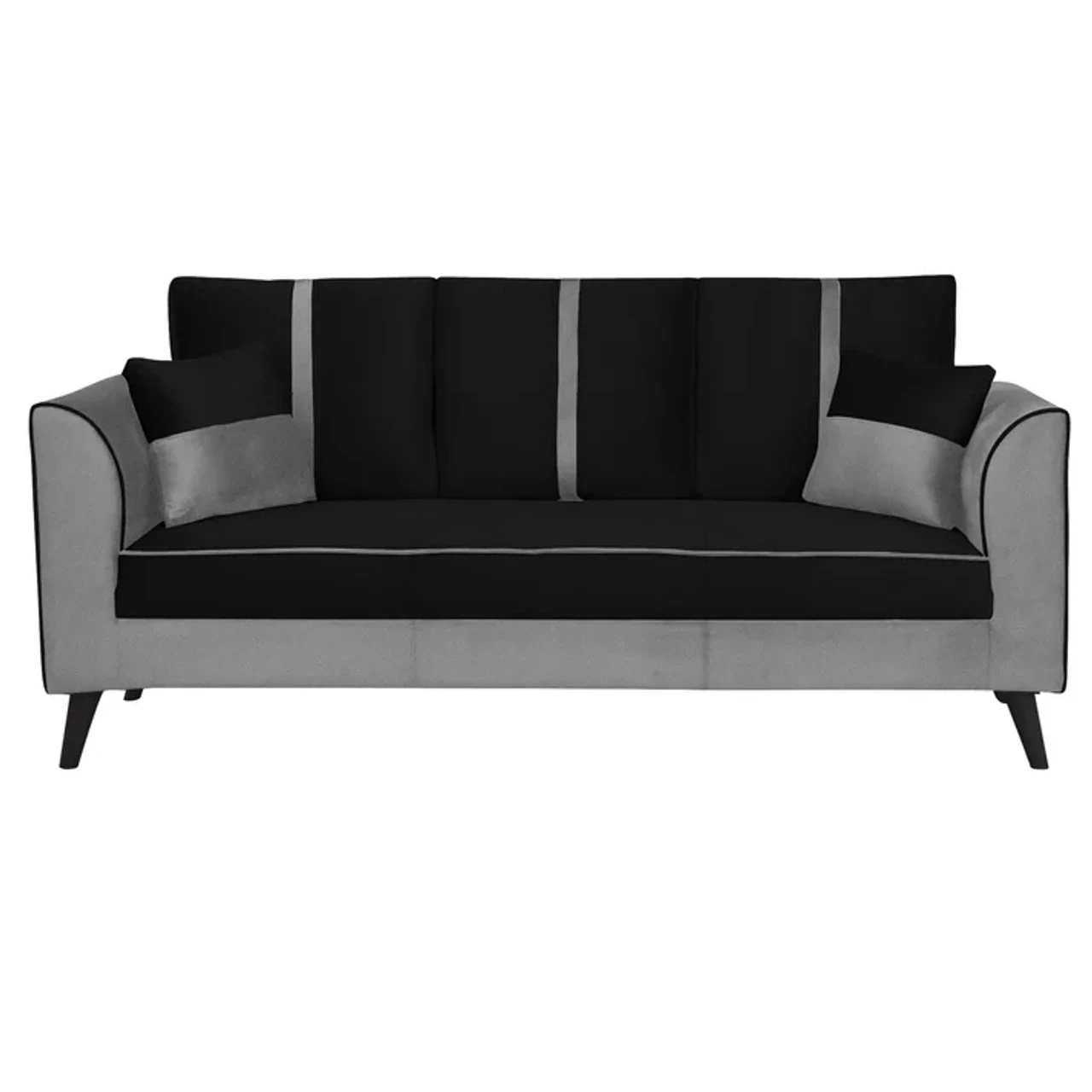 Hidenchic Mason Cushion Back 3 Seater Fabric Sofa - Grey & Black