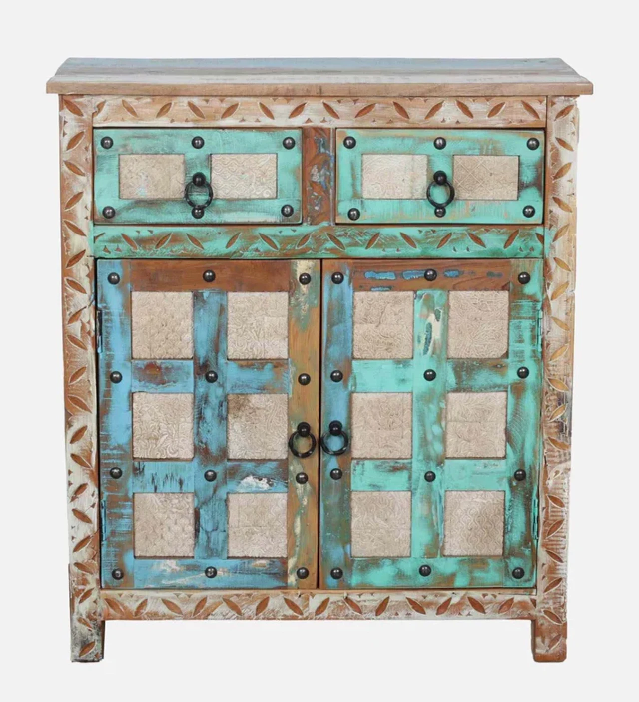 Hidenchic Reclaimed Wood Storage Cabinet In Distressed Paint Finish