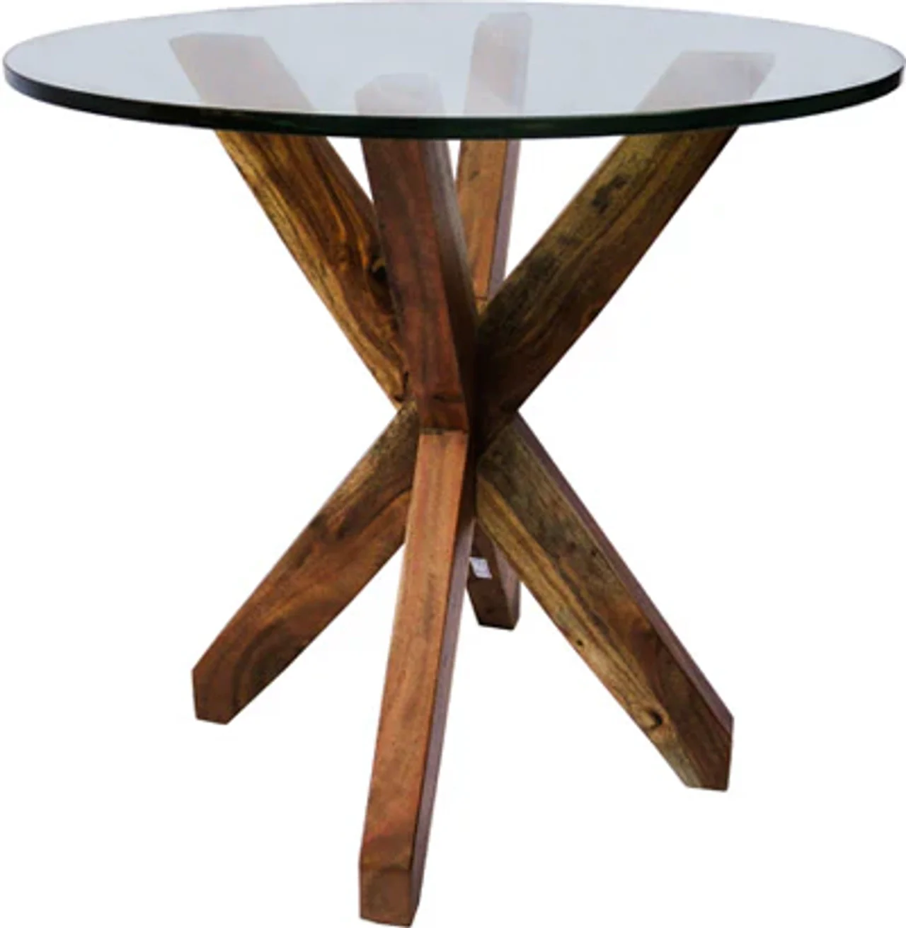 Hidenchic Leopold - Solid Wood & Glass Centre In Walnut Polish Finish